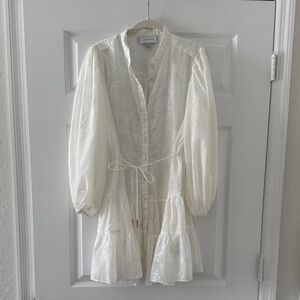 White Button-Front Babydoll Dress